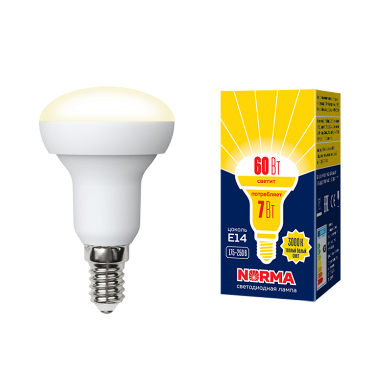 Лампа светодиодная  Norma LED-R50-7W/WW/E14/FR/NR картон в .