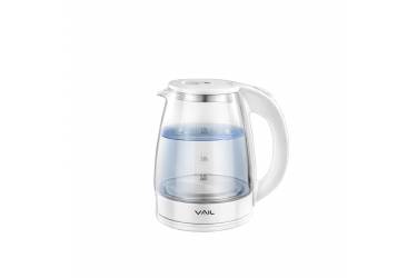 Чайник электрический VAIL VL-5550 (стекло) белый 1,8 л. 1500Вт подсветка
