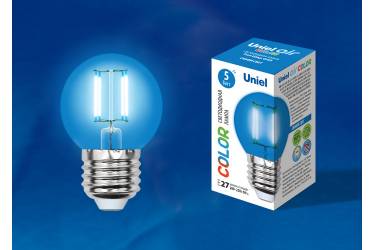 Лампа светодиодная UNIEL COLOR LED-G45-5W/BLUE/E27 GLA02BL синяя