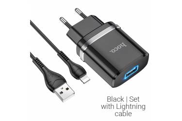 CЗУ Hoco N1 Ardent Single port charger set + Lightning Black