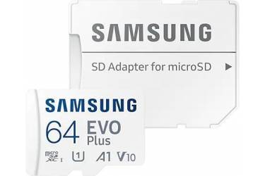 MicroSDXC флэш-накопитель 64GB Samsung Evo Plus Class 10 + adapter