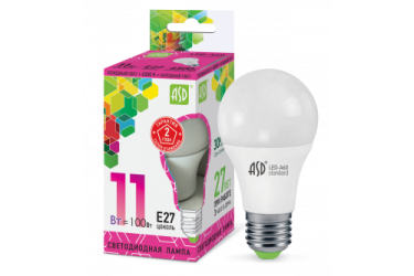 Лампа светодиодная ASD LED-A60-standard 11Вт 230В Е27 6500К 990Лм
