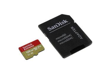 Карта памяти MicroSDXC 128GB Class 10 SanDisk UHS-I U3 A2 V30 Extreme (160/90Mb/s)  + adapter