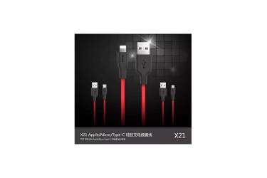 Кабель USB Hoco X21 Silicon Charning Cable Type C Black/Red