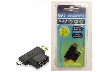Переходник HDMI (а-f) - microHDMI (d-m) - miniHDMI (c-f) Gal  (блистер)