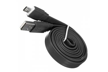 Кабель USB micro плоский черный