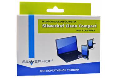 Салфетки Silwerhof для планшетов и смартфонов коробка 10шт сухих+10шт влажных (плохая упаковка)