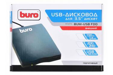 Дисковод USB 3.5" Buro BUM-USB FDD 1.44Mb внешний черный