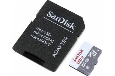 Карта памяти MicroSDXC64GB Class 10 SanDisk UHS-I Ultra Android (80MB/s) с адаптером