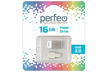 USB флэш-накопитель 16GB Perfeo M05 Metal Series + TypeC reader USB 2.0