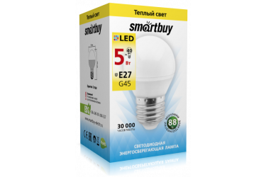 Светодиодная (LED) Лампа Smartbuy-G45-05W/3000/E27 (SBL-G45-05-30K-E27)