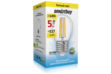 Светодиодная (LED) Лампа FIL (прозрачная) Smartbuy-G45-5W/3000/E27