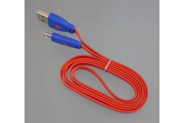 Кабель USB micro, светящийся смайлик, красный, 1м