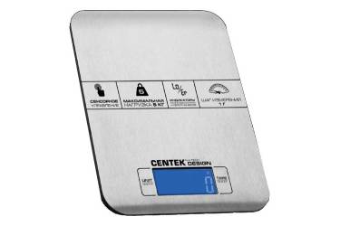 Весы кухонные электронные Centek CT-2464 сталь, сенсор, LCD- 59х27 с подсветкой, t° в комнате, max 5