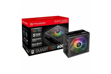 Блок питания Thermaltake ATX 600W Smart RGB 600 80+ (24+4+4pin) APFC 120mm fan col (плохая упаковка)