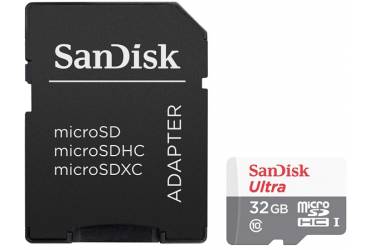 MicroSDHC флэш-накопитель 32GB Class 10 SanDisk UHS-I Ultra Android (80MB/s) с адаптером 