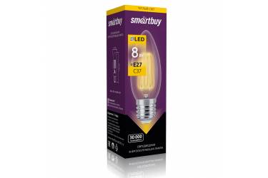 Светодиодная (LED) Лампа FIL (прозрачная) Smartbuy-C37-08W/3000/E27 (SBL-C37F-8-30K-E27)