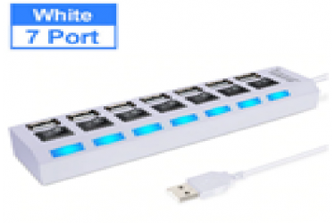 USB 2.0 хаб с выключателями, 7 портов, СуперЭконом, белый