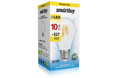 Светодиодная (LED) Лампа FIL (прозрачная) Smartbuy-A60-10W/3000/E27