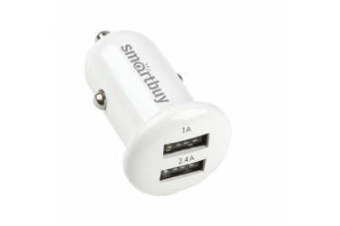 АЗУ адаптер Smartbuy TURBO 2.4А+1 А, белое, 2 USB