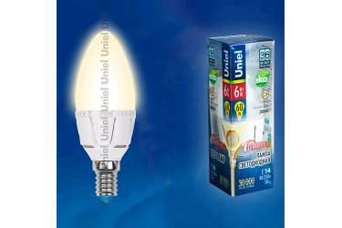 Лампа светодиодная диммир Uniel LED-C37-6W/WW/E14/FR/DIM Palazzo