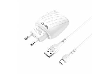 CЗУ Hoco C78A Max energy dual port charger set + Type-C White