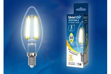 Светодиодная (LED) Лампа FIL (прозр. - ДИММЕР) Uniel LED-C35-5W/WW/E14/CL/DIM