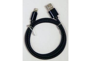 Кабель USB для Iphone 5,6s 8 pin, текстиль, черный, 1м