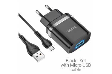 CЗУ Hoco N1 Ardent Single port charger set + Micro Black