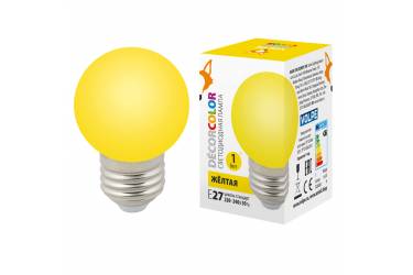 Лампа светодиодная Volpe COLOR LED-G45-1W/YELLOW/E27/FR/С шар желтый
