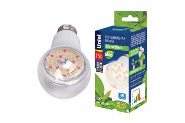 Лампа светодиодная для растений Uniel LED-A60-15W/SPFB/E27/CL  фотосинтез 