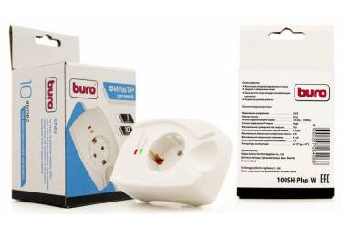 Сетевой фильтр Buro 100SH-Plus-W (1 розетка) белый (плохая упаковка)