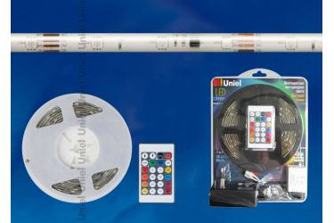 Комплект светодиодной ленты «Бегущий огонь» Uniel ULS-F01-5050-30LED/m-10mm-IP65-DC12V-5M-RGB-P36C24