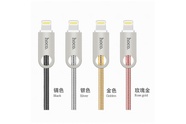 Кабель USB Hoco U8 Zinc alloy metal lightning Charging cable (1M) Серебристый