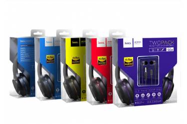 Наушники Hoco W24 Enlighten headphones with microfone set полноразмерные (blue)