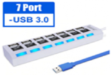 USB 3.0 хаб с выключателями, 7 портов, СуперЭконом, белый
