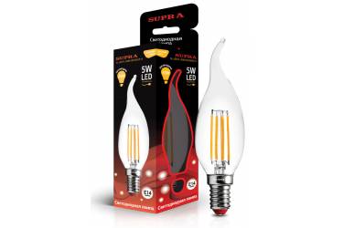 Лампа светодиодная SUPRA_FIL_CNW37-05W/4000/E14 _свеча на ветру_ филамент прозрачная