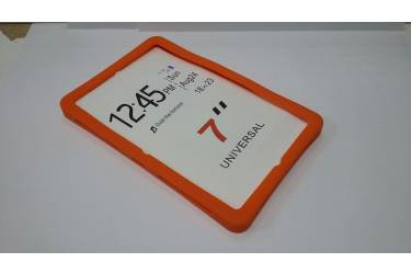 Универсальная силиконовая накладка на планшет 10 оранжевая с подставкой