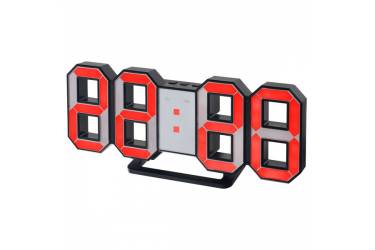 LED часы-будильник Perfeo "LUMINOUS", черный корпус / красная подсветка (PF-663)