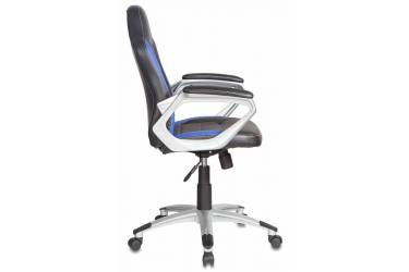 Кресло руководителя Бюрократ CH-825S/Black+Bl вставки синий сиденье черный искусственная кожа (пластик серебро)