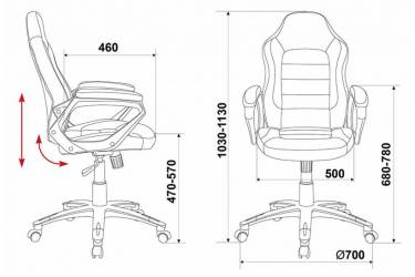 Кресло руководителя Бюрократ CH-825S/Black+Rd вставки красный сиденье черный искусственная кожа (пластик серебро)