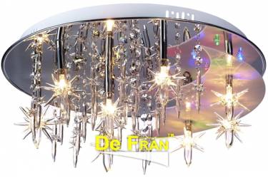 Люстра_DE FRAN_ NL4-0022-08CH _G4 _8*20Вт+LED _панель,  хром+кристаллы, d45 см