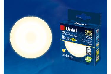 Лампа светодиодная Uniel LED-GX53-8W/WW/GX53/FR PLZ01WH мат 3000К