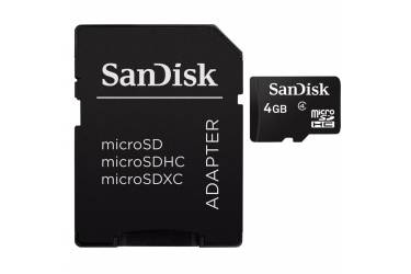 Карта памяти SanDisk MicroSDHC 4GB Class 4+adapter