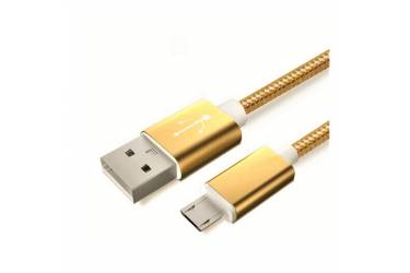 Кабель USB GC Glass micro, тканевая оплетка, метал.наконечник, GCB-M4BE 1,5A (Gold)