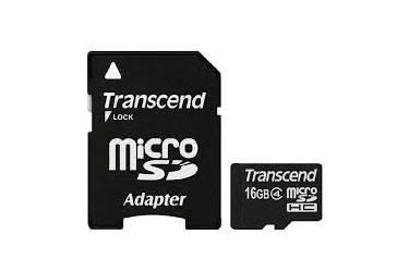 Карта памяти Transcend MicroSDHC 16GB Class 4+adapter