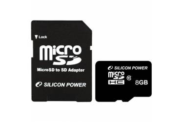 Карта памяти Silicon Power MicroSDHC 8GB Class 10+adapter