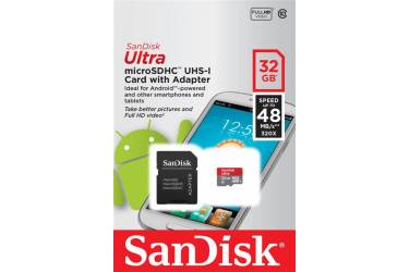 Карта памяти SanDisk MicroSDHC 32GB Class 10 UHS-I Ultra Android (48MB/s) + adapter