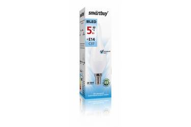 Светодиодная (LED) Свеча на ветру матовая Лампа Smartbuy-C37-05W/4000/E14 (SBL-C37Tip-05-40K-E14)