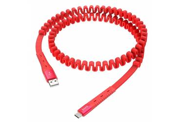 Кабель USB Hoco U78 Cotton treasure elastic charging data cable for Type C Red